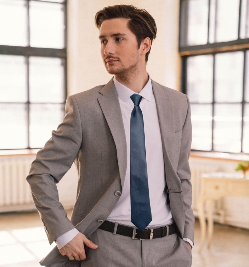 MD Style Pre-Tied Necktie for Men - Solid Color Neck Tie with Adjustable Zipper - Wedding Business Formal Clip on Ties - Image 3